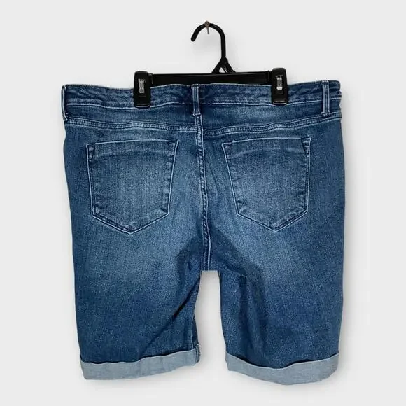 Mossimo Mid-Rise Super Stretch Bermuda Denim Shorts Women’s Size 14/32 Rolled - Picture 2 of 5